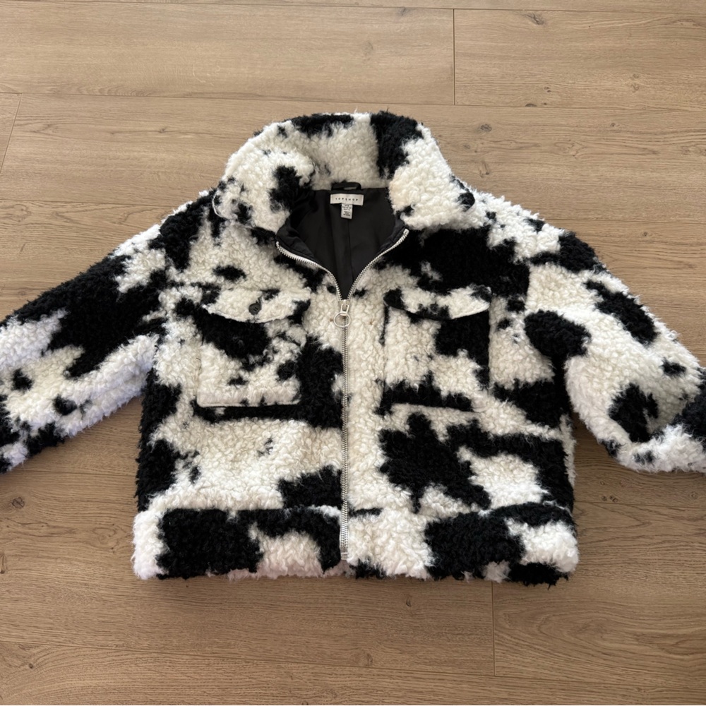 Topshop cow print jacket